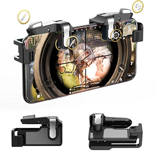 Phone Triggers,Zeesean PUBG Mobile Controller No Need to Remove Phone Case,1 Pair of Mobile Game Controller for Fornite/Knives Out/Rules of Survival,Upgraded Metal Edition,Black