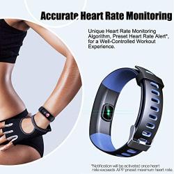 LICEYOO Fitness Tracker HR Heart Rate Measuring Monitor Activity Tracker Sleep Monitor Step Counter Calorie Counter Pedometer Sports Wristband Watch Link Smart Phone GPS IP68 Waterproof for Men Women