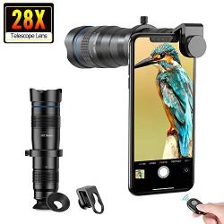 Apexel High Power 28x HD Phone Telephoto Lens with Remote Shutter Works with iPhone X/XR Samsung Pixel Android Any Smartphones