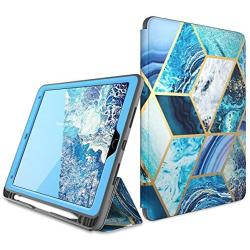 i-Blason Cosmo Case for iPad Air 3 Case 10.5" 2019 (3rd Gen) / iPad Pro 10.5 Case 2017, [Built-in Screen Protector] Trifold Stand Protective Case Cover with Pencil Holder and Auto Sleep/Wake, Blue