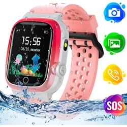 themoemoe Kids GPS Watch, Kids Smartwatch with GPS Tracker Waterproof Phone Smartwatch 1.44 SOS Touch Screen Flashlight Camera Math Game Chat (Pink)