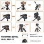 Tripod, 60-Inch Aluminum Camera/Phone/Travel Tripod, Max Load of 11 Lbs, 360 Degree Swivel with Wireless Bluetooth Remote, Universal Smartphone Mount, 1/4 Inch Screw Mount, Portable Bag - MLT02