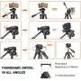 Tripod, 60-Inch Aluminum Camera/Phone/Travel Tripod, Max Load of 11 Lbs, 360 Degree Swivel with Wireless Bluetooth Remote, Universal Smartphone Mount, 1/4 Inch Screw Mount, Portable Bag - MLT02