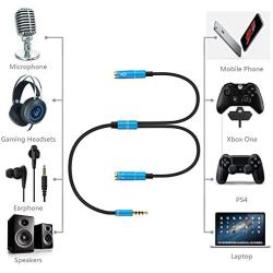 Headset Adapter Y Splitter 3.5mm Jack Cable with Separate Mic and Audio Headphone Connector Mutual Convertors for Gaming Headset, PS4, Xbox One, Notebook, Mobile Phone and Tablet 30CM/12 Inch