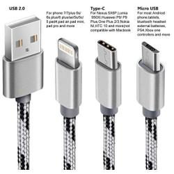 3Pack Multi USB Cable, 1ft Multi Charger Cable Premium Short Multi Charging Cable Nylon Braided 3 in 1 Charging Cable Adapter with Type-C,Micro USB Port Connectors for Cell Phones and More[Upgraded]