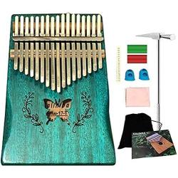 Vilihy Kalimba Mbira Thumb Piano Sanza 17 keys Solid Wood Finger Piano with Carry Bag Music Book Musical Scale Stickers Tuning Hammer Finger sleeve Musical Gift Easy to learn