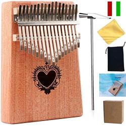 Thumb Piano Ranch Kalimba 17 keys Finger Mbira with Online 6 Free Lessons Solid Wood Mahogany Christmas Gifts with Bag/Scale Sticker/Tune Hammer/Music Book - Angel Heart