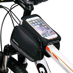 traderplus Bike Front Frame Bag Cycling Top Tube Phone Bag Bicycle Pouch Waterproof Touch Screen