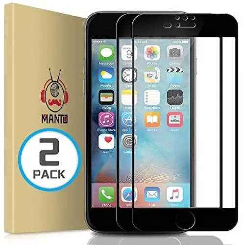 MANTO Screen Protector for iPhone 8 Plus 7 Plus 5.5-Inch Full Coverage Tempered Glass Film Edge to Edge Protection 2-Pack, Black MANTO Screen Protector for iPhone 8 Plus 7 Plus 5.5-Inch Full Coverage Tempered Glass Film Edge to Edge Protection 2-Pack, Black