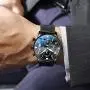 Donia Mens Watch Multi-Hand Original Stainless Steel Waterproof Fashion Casual Analog Quartz Gift Watch Black