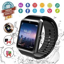 Smart Watch, Bluetooth Smartwatch Touch Screen Wrist Watch with Camera/SIM Card Slot,Waterproof Smart Watch Sports Fitness Tracker Android Phone Watch Compatible with Android Phones Samsung Huawei