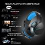 Stereo Gaming Headset for PS4 Xbox One PC Controller Nintendo Switch Games 3.5mm equipment, PHOINIKAS H3 Noise Cancelling Headphones, 7.1 Surround Sound, Over Ear Headphones with Mic, LED Light (Blue)