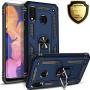 STARSHOP - Samsung Galaxy A20 Phone Case, [NOT FIT A20S/S20/A21] with [Tempered Glass Protector Included] Metal Ring Stand Shockproof Drop Protection Phone Cover-Blue