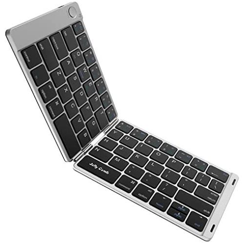 Folding Keyboard, Jelly Comb Ultra Slim Foldable BT Keyboard B047 Rechargeable Pocket Sized Keyboard for All iOS Android Windows Laptop Tablet Smartphone and More (Black and Silver)