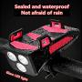 Miwaimao Bike Light Front Set Multifunction 4 in 1, USB Rechargeable Bicycle LED Headlight, Can be Used as Bicycle Headlight, Mobile Phone Holder, Bicycle Bell, Mobile Power (4000 mAh)