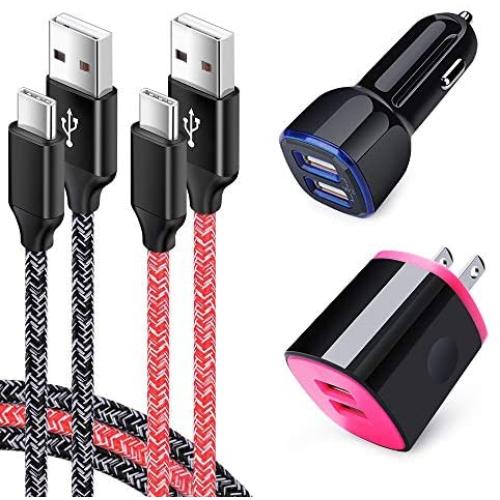 Charging Cube, Car Charger Adapter with 6ft USB Type C Fast Charging Cable Compatible for LG G8X G8 G7 Q7+ ThinQ V60 V50 V40 V35 V30 V20 Stylo 6 5 4, Samsung Galaxy A20 A50 A70 S20 S10+ S9 Note 20 10