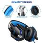 Water-chestnut Gaming Headset, Stereo Bass Noise Cancelling Over-Ear Headphone, with LED Light On It, USB Wired Gaming Headsets for A Variety of Games for PC, Computer, Mobile Phones