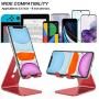 OMOTON Desktop Cell Phone Stand [Updated Solid Version], Advanced 4mm Thickness Aluminum Stand Holder for Switch, Mobile Phone, iPhone 11 Pro Xs Max Xr, Red