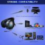 Meteor fire Rear-Mounted Computer Game Headsets, Stereo Noise-Cancelling Wired Over-Ear Headphones with Mic, LED Light, for PS4, PC Laptop Mac Computer Smartphones,Blue