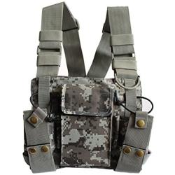 Lewong Universal Hands Free Chest Harness Bag Holster for Two Way Radio (Rescue Essentials) (Camouflage)