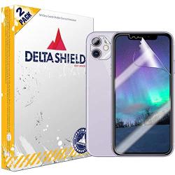 DeltaShield Screen Protector for Apple iPhone 11 (6.1 inch) (2-Pack) (Case Friendly Version + Camera Lens) BodyArmor Anti-Bubble Military-Grade Clear TPU Film