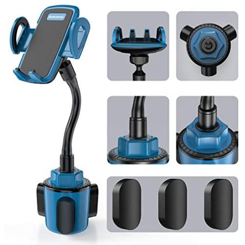 Car Cup Holder Phone Mount, Sopownic Cup Phone Holder for Car Universal Adjustable Gooseneck Car Phone Holder for iPhone 11 Pro/11/X/8/7/6s/ Galaxy S10/S9/Note 10/9/8 GPS and More -Blue