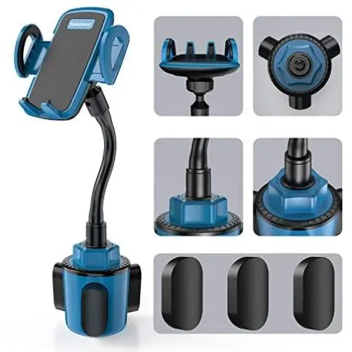 Car Cup Holder Phone Mount, Sopownic Cup Phone Holder for Car Universal Adjustable Gooseneck Car Phone Holder for iPhone 11 Pro/11/X/8/7/6s/ Galaxy S10/S9/Note 10/9/8 GPS and More -Blue