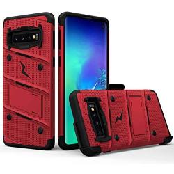 ZIZO Bolt Series for Galaxy S10 Case with Kickstand Holster Lanyard - Red
