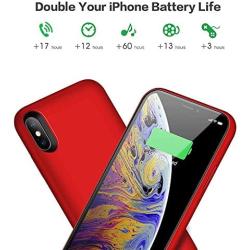 Feob Battery Case for iPhone XS/X/10, Rechargeable 6500mAh Portable Charging Case Extended Battery Pack Cover Power Bank Charger Case for iPhone Xs/X[5.8 inch]-Red