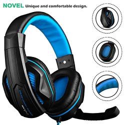 Gaming Headset,DLAND 3.5mm Wired Bass Stereo Noise Isolation Gaming Headphones with Mic for Laptop Computer, Cellphone, PS4 and so on- Volume Control (Black and Blue)