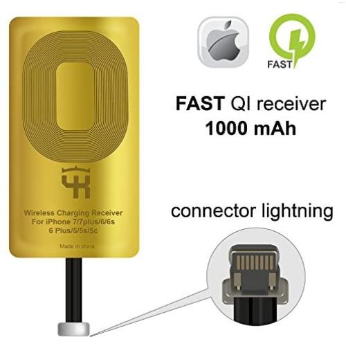 QI Receiver for IPhone 5- 5c- SE- 6- 6 Plus- 7- 7 Plus- IPhone Wireless Receiver- QI Receiver- Charging Receiver - QI Wireless Receiver IPhone- QI Wireless Charging Adapter