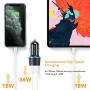 [2020 Latest] USB C PD Car Charger, POWLAKEN 36W 2-Port Fast PD Car Charger with Dual 18W Power Delivery for iPhone 11/11 Pro/11 Pro Max, Galaxy Phone and More (USB C to C & Lightning Cable Included)