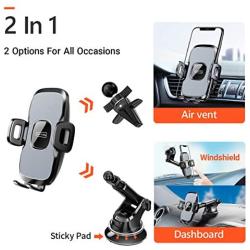 TORRAS Universal Car Phone Mount Holder [Military Grade], Cell Phone Holder for Car Windshield Dash Vent, Compatible with iPhone 11 Pro Max/XR/XS/X/8, Samsung Galaxy S20+Ultra/Note10 Plus S9 and All