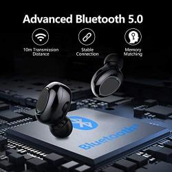 Mini Wireless Earbuds 5.0 UP to 50 Hrs Playtime, Deep Bass Stereo Sound, Advanced Noise Cancellation & Wireless 2200mAh Charging Case, Bluetooth 5.0 Headphones with Light Weight of 3G for Each Piece