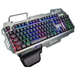 ZeeDix PK-900 Colorful Backlight Gaming Keyboard 104 Keys Waterproof ABS Metal Keyboard for Gamer