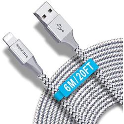 Phone Charger Cord 20FT/6M Cable Charging Cords Long USB Charging & Syncing Cable Durable Braided Nylon Cord Fast Charging Powerline Cable Compatible with Phone 11 Pro/11 /X /8/8Plus /7/7 Plus /6S /6S