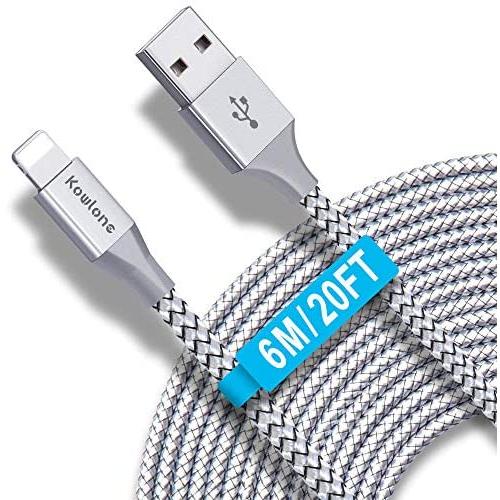 Phone Charger Cord 20FT/6M Cable Charging Cords Long USB Charging & Syncing Cable Durable Braided Nylon Cord Fast Charging Powerline Cable Compatible with Phone 11 Pro/11 /X /8/8Plus /7/7 Plus /6S /6S