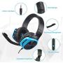 Sades R17 Stereo Gaming Headset for Xbox One PS4 PC, Surround Sound Over-Ear Headphones with Anti-Noise Mic,Volume Control for Laptop, Mac,Smartphone,Games -Black Blue.