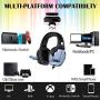 PS4 Gaming Headset Pro Gaming Headphone for Xbox one PC with Mic Stereo Surround Over-Ear Headset RGB Rainbow Light& Noise Cancelling for Laptop Tablet Mac Smart Phone (Blue)