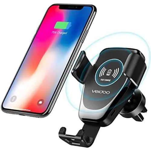 Wireless Car Charger, Veidoo 10W Qi-Certified Gravity Wireless Fast Charge Car Mount Air Vent Phone Holder Compatible with Mobile Phone S7 edge/S8/S10/S9+/Note 9 & Enable Qi Device