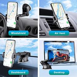 Amwanan Car Phone Mount, One-Touch Cell Phone Holder for Dashboard, Windshield and Air Vent with Suction Pad Compatible with iPhone, Samsung, LG, Google and Other Smartphones