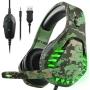 Butfulake Noise Cancelling Xbox one Gaming Headset with 7.1 Surround Sound Stereo for PS4/Nintendo eShop Switch,Omnidirectional Microphone Vibration LED Light Compatible with Mac/PC/Laptop/Mac Camo