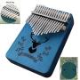 Kalimba Thumb Piano 17 Keys, Portable Mbira Finger Piano Gifts for Kids and Adults Beginners, with Study Instruction and Carry Bag, Easy to Learn Portable Musical Instrument, Wood Finger Piano Blue