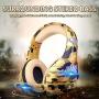 Gaming Headset for PS4, Xbox One, PC, Laptop Cellphone -Stereo Surround Gaming Headphones with Microphone, Noise Cancelling, LED Lights, Volume Control 3.5 mm Jack - Camo