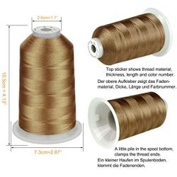 Simthread 42 Options Various Assorted Color Packs of Polyester Embroidery Machine Thread Huge Spool 5000M for All Embroidery Machines (Brown Series)