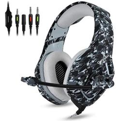 Best Gaming Headset PS4, Compatible for Xbox One, Nintendo Switch, ONIKUMA K1 Stereo Noise Cancelling Over Ear Headphones with Microphone, Volume Controller for PC, Phone