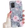 Samsung Galaxy A71 Phone Case for Women & Girls,YeLoveHaw Flexible Soft Slim Fit Full-around Protective Cute Case Cover with Floral Purple Gray Leaves Pattern for Samsung GalaxyA71 6.7(Pink Flowers)