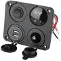 Linkstyle Switch Panel with Volt Meter, Dual USB Socket Charger 12V 4.2A&LED Voltmeter&Cigarette Lighter Socket&ON/Off Rocker Switch 4 in 1 Panel for Boat Marine Car Vehicles Truck (with Pre-Wired)