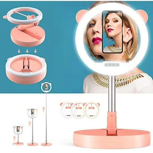 Zecti 10 inch Ring Light with Stand and Phone Holder, LED Selfie Light Ring with Dimmable 3 Color Modes and 10 Brightness for Live Stream Makeup Photography Compatible with iPhone Xs Android-Pink Zecti 10 inch Ring Light with Stand and Phone Holder, LED Selfie Light Ring with Dimmable 3 Color Modes and 10 Brightness for Live Stream Makeup Photography Compatible with iPhone Xs Android-Pink