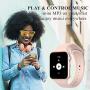 Sazooy Smart Watch, Fitness Trackers Touch Screen Smartwatch Fitness Watch with Camera Pedometer Sleep Monitor Music Player SIM SD Card Slot Compatible iOS Android Phones Men Women (Pink)